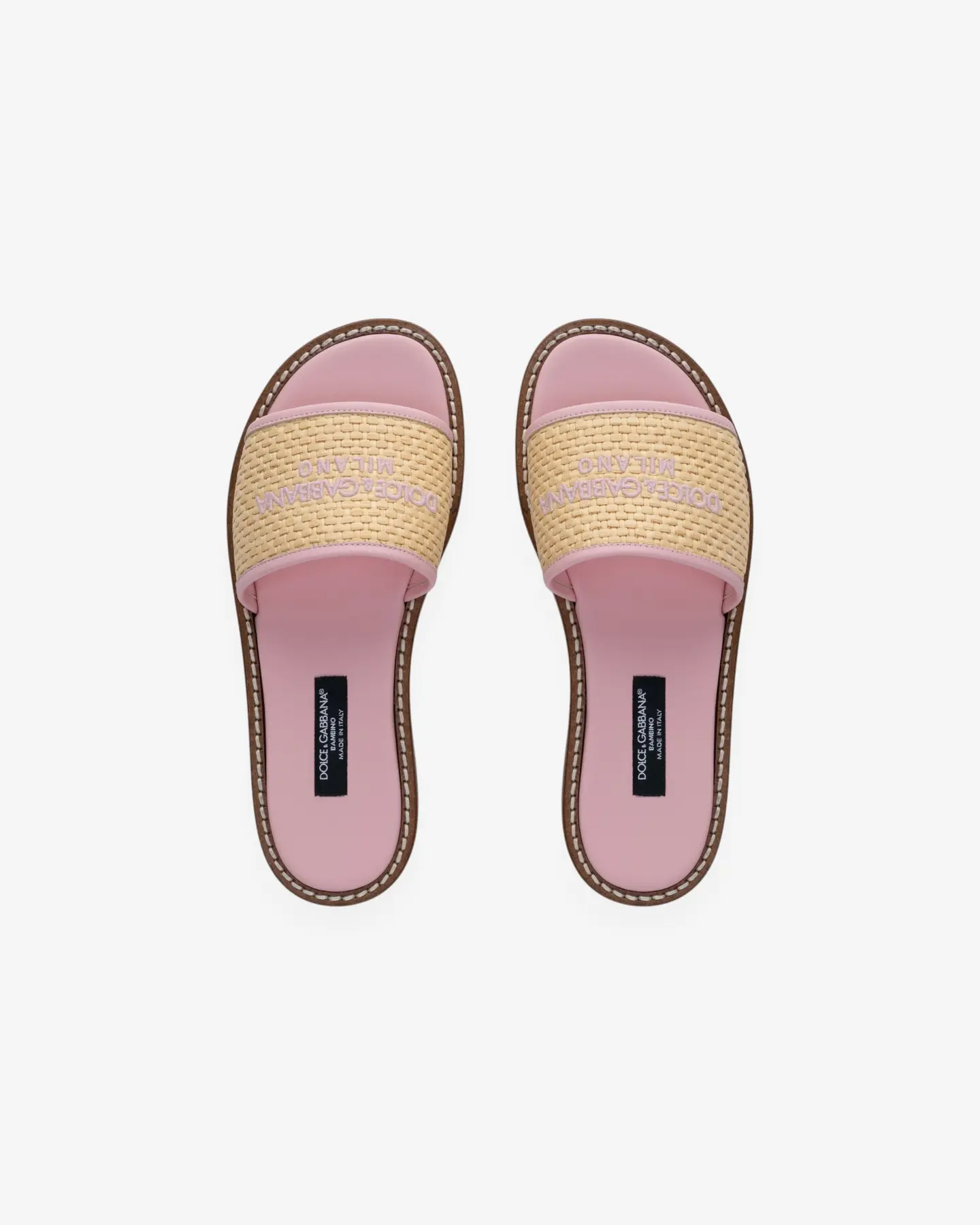 Соломенные шлепанцы на плоской подошве с логотипом Dolce&Gabbana — 3