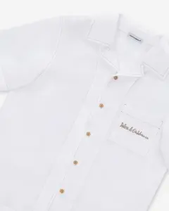 Рубашка из неэластичного льна с логотипом Dolce&Gabbana — 3