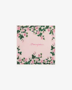 Трикотажное одеяло с логотипом Dolce&Gabbana и розой — 1