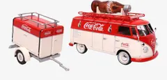 Машинка литая коллекционная модель по лицензии Coca-Cola 1960 VW T1 Kombi Van with Trailer — 1